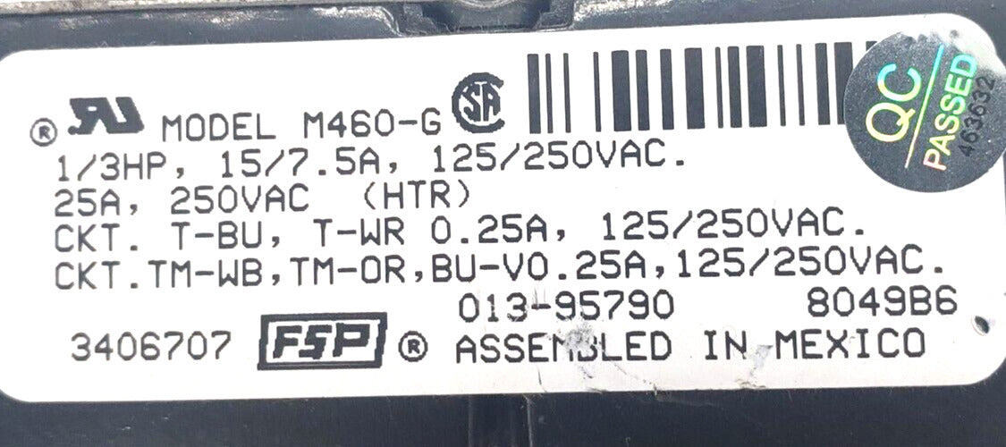 OEM Replacement for Whirlpool Dryer Timer 3406707