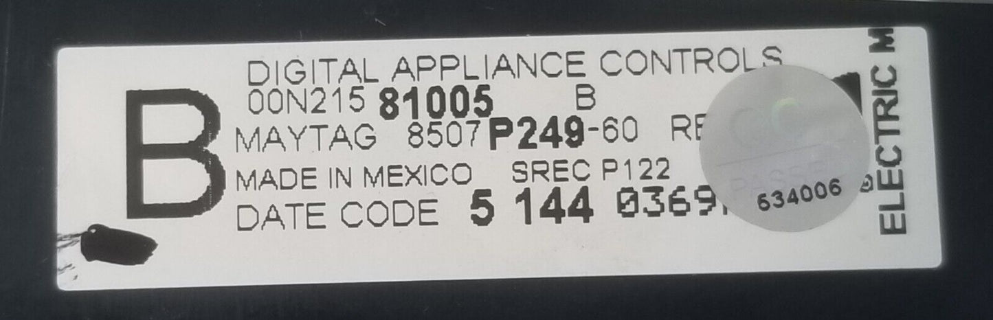 Genuine OEM Replacement for Whirlpool Range Control 8507P249-60