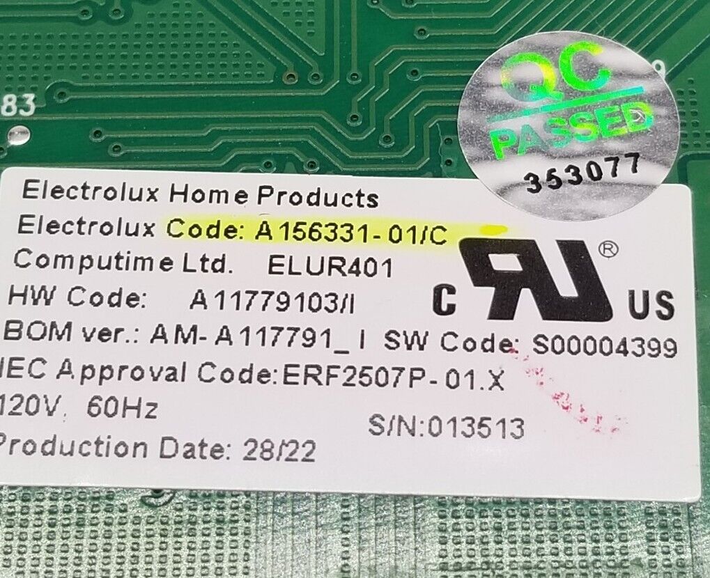 OEM Replacement for Frigidaire Refrigerator Control A15633101