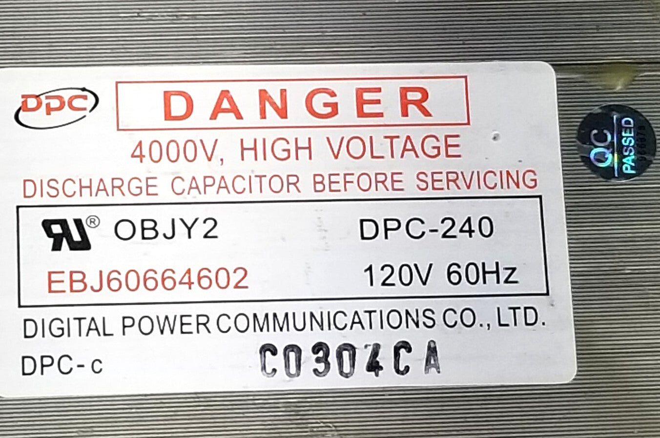 New OEM Replacement for LG Microwave Transformer EBJ60664602