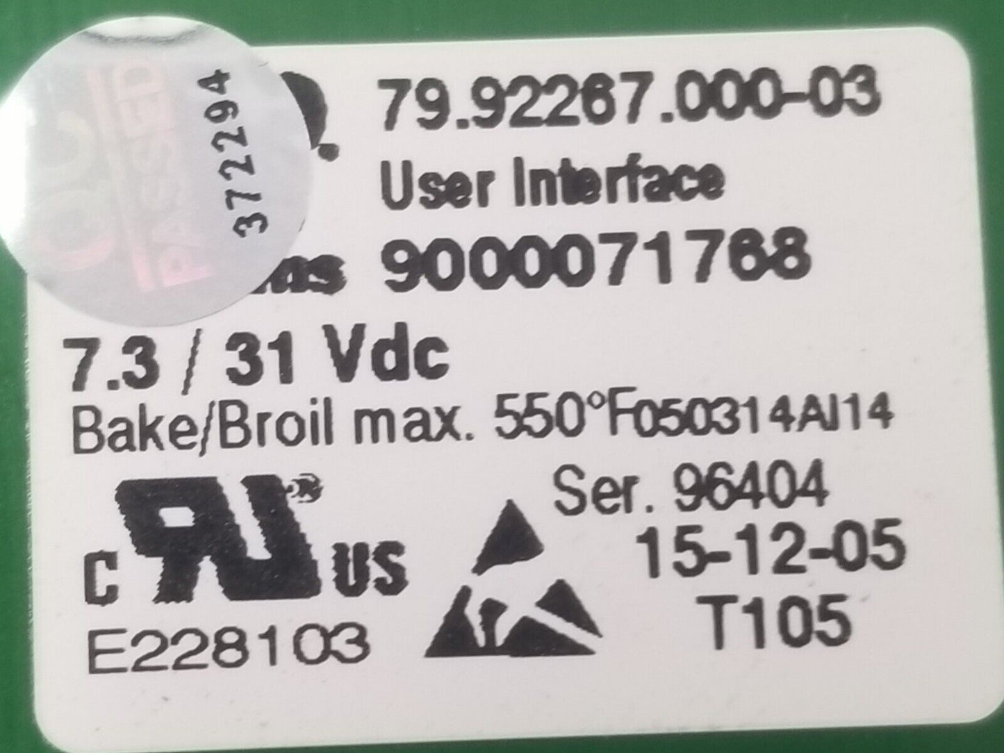 Genuine OEM Replacement for Bosch Oven Display Control Board 9000071768