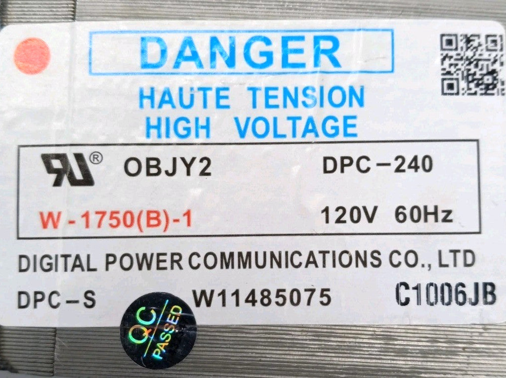 New OEM Replacement for Whirlpool Microwave Transformer W11485075