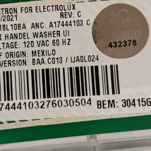 New OEM Replacement for Electrolux Washer Control EUI18L10BA