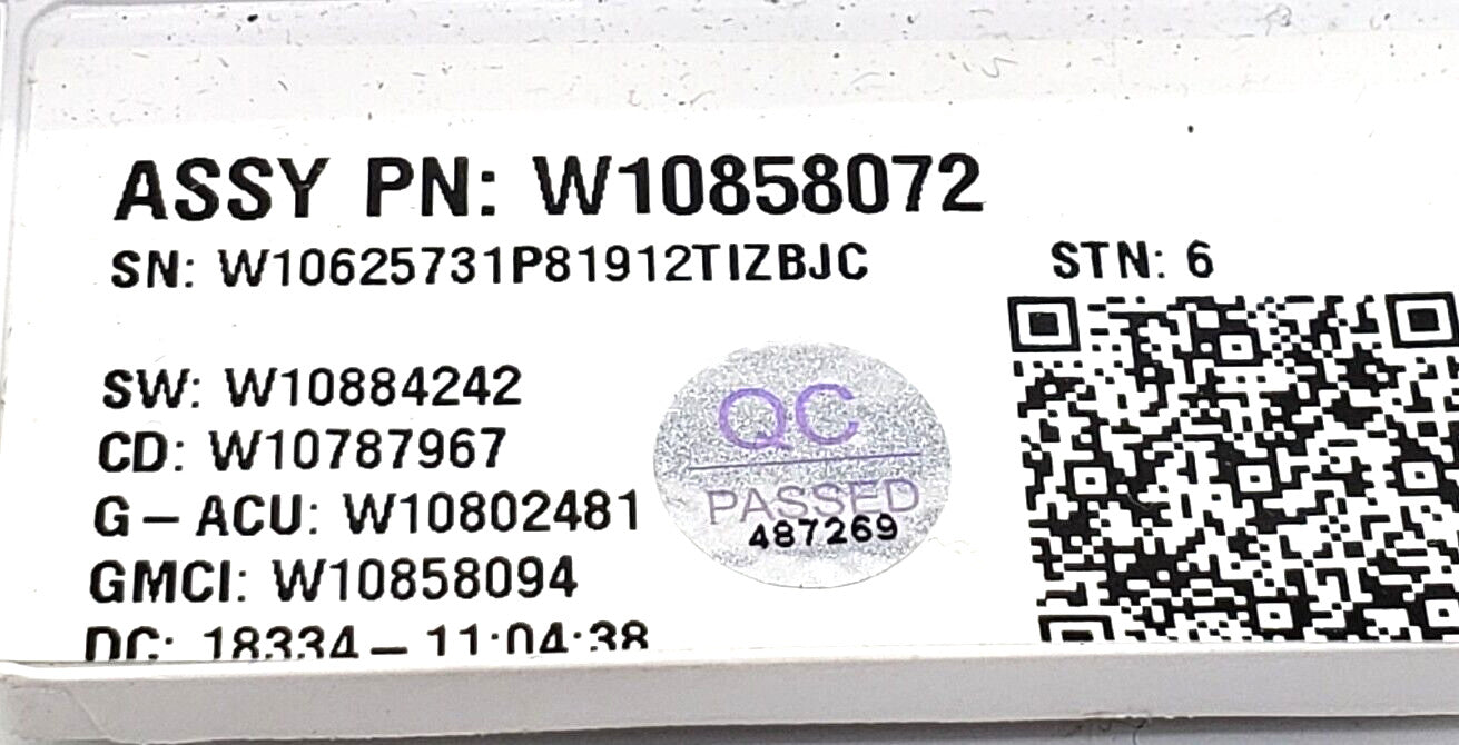 OEM Replacement for Whirlpool Washer Control W10858072