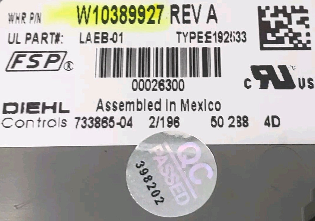 Replacement for Whirlpool Washer Dispenser Control W10389927
