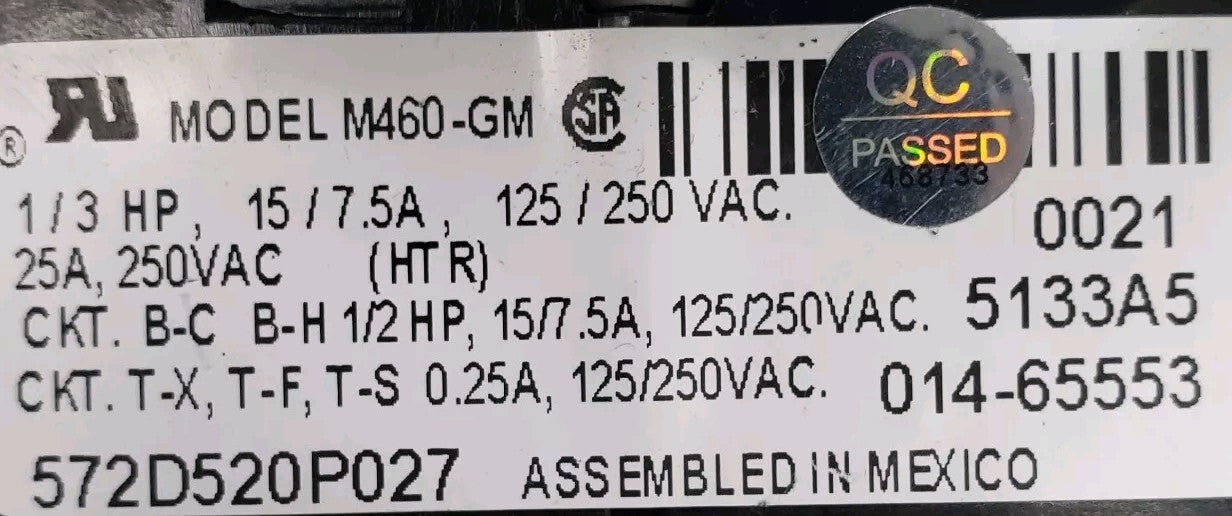 OEM Replacement for GE Dryer Timer 572D520P027