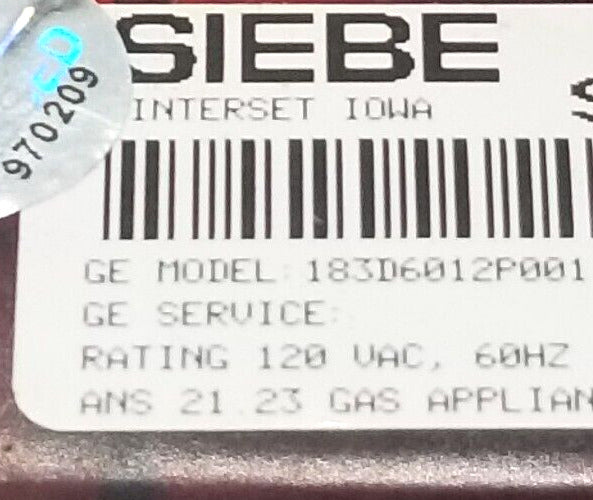OEM Replacement for GE Range Control 183D6012P001