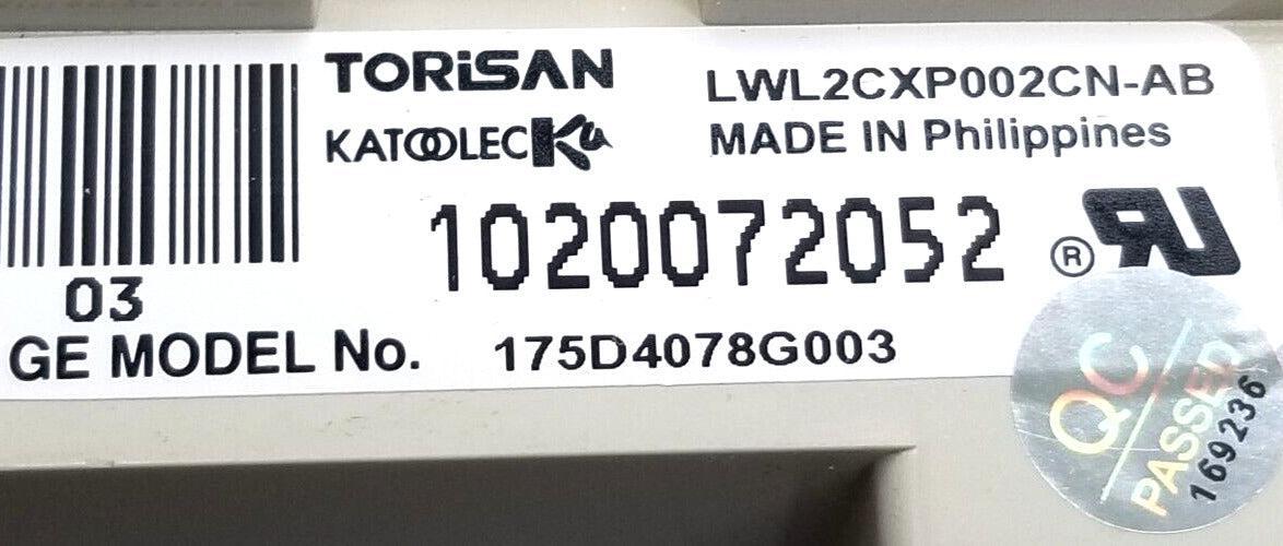 OEM Replacement for GE Washer Control 175D4078G003