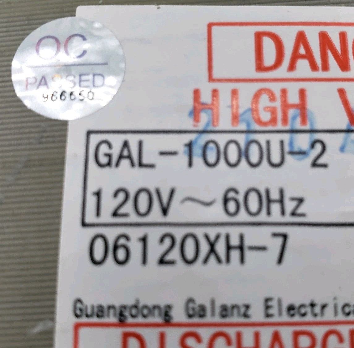 OEM Replacement for Galanz Microwave Transformer GAL-1000U-2