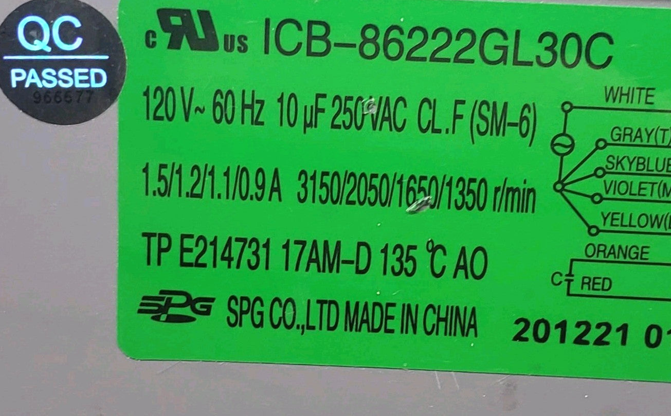 OEM Replacement for Galanz Microwave Exhaust Fan ICB-86222GL30C