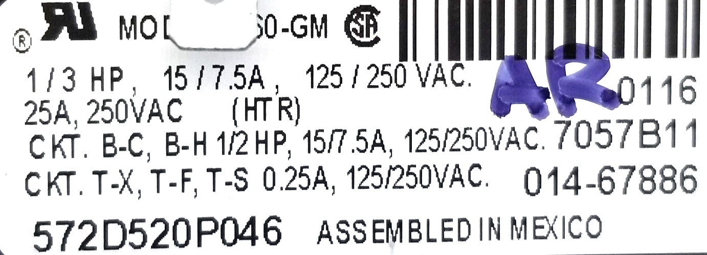 OEM Replacement for GE Dryer Timer 572D520P046 ~ ~