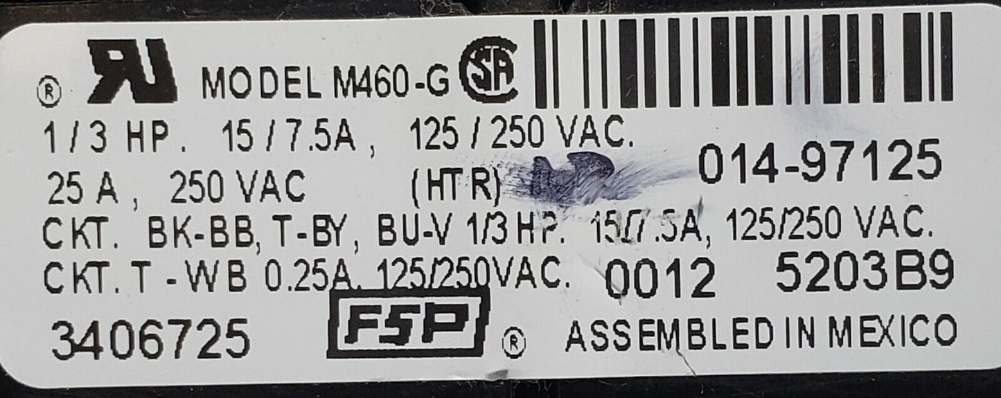 Genuine Replacement for Whirlpool Dryer Timer 3406725 ~ ~