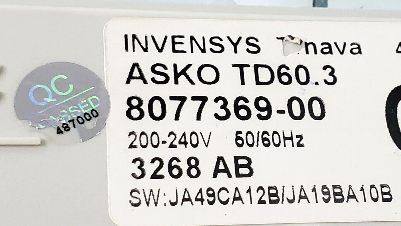Genuine OEM Replacement for Asko Dryer Display Control 8077369-00