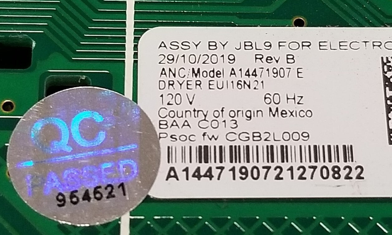 OEM Replacement for Electrolux Dryer Control A14471907