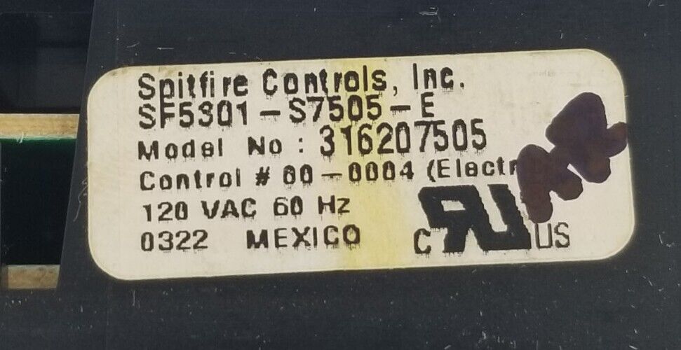 Genuine OEM Replacement for Frigidaire Oven Control 316207505