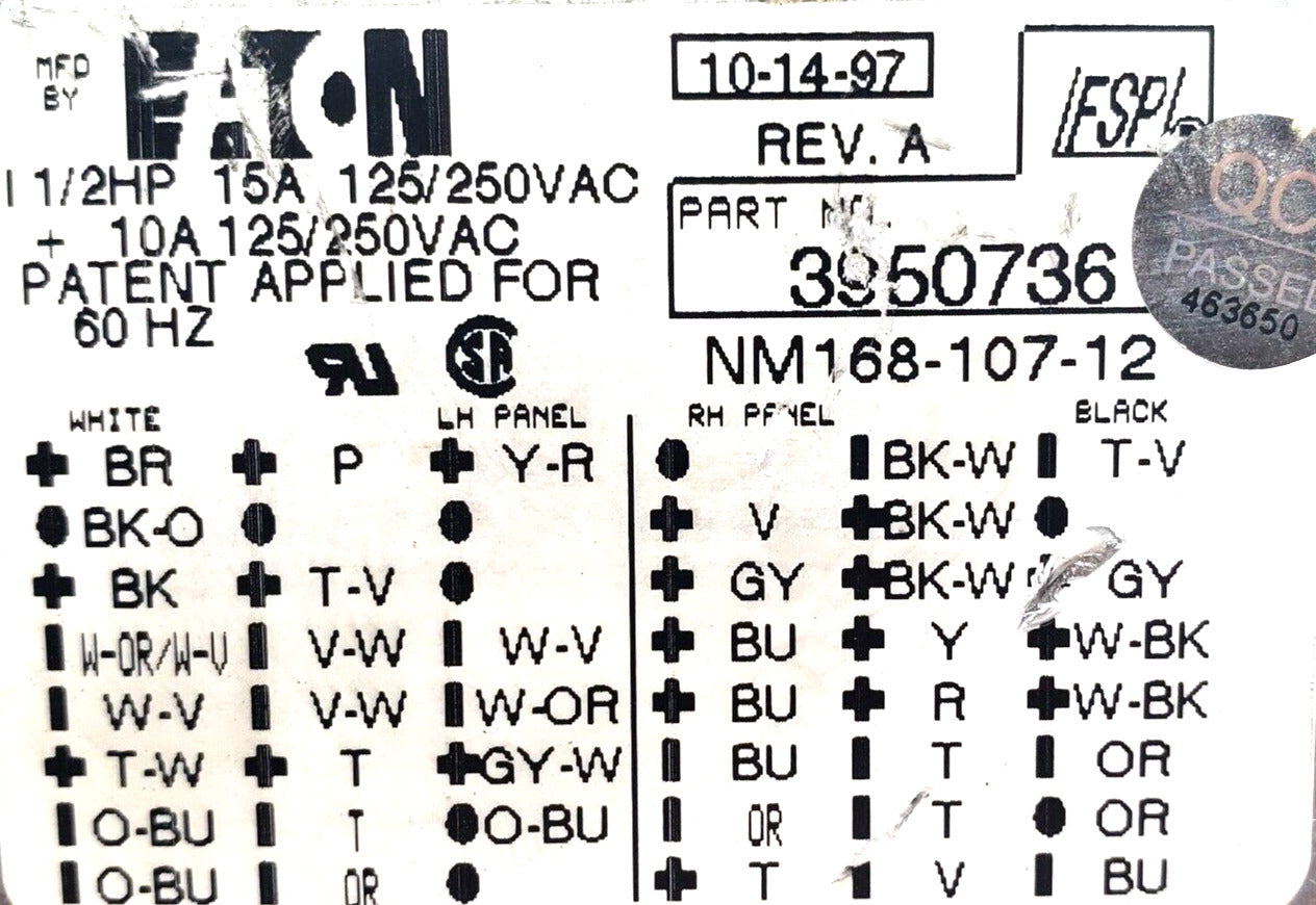 OEM Replacement for Whirlpool Washer Timer 3950736
