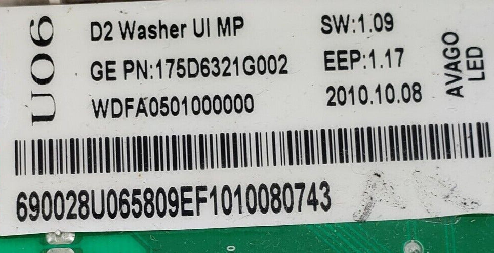 OEM Replacement for GE Washer Control 175D6321G002