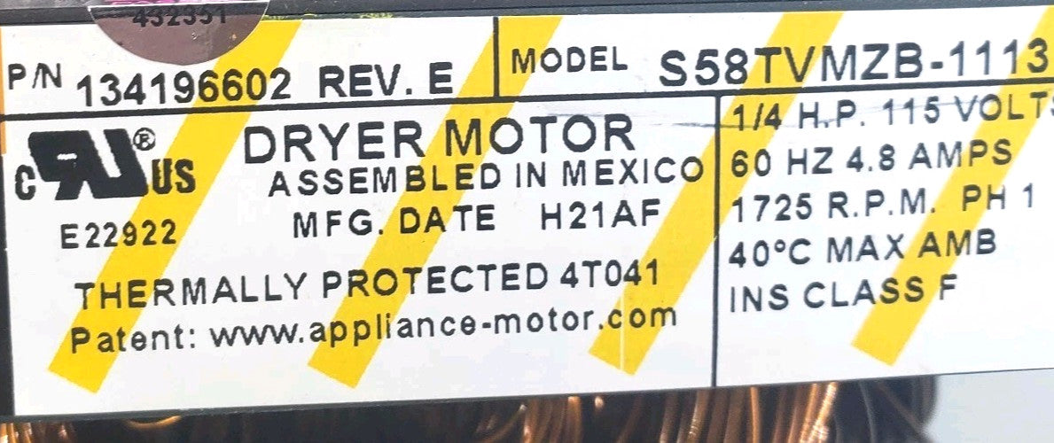 New OEM Replacement for Frigidaire Dryer Motor 134196602