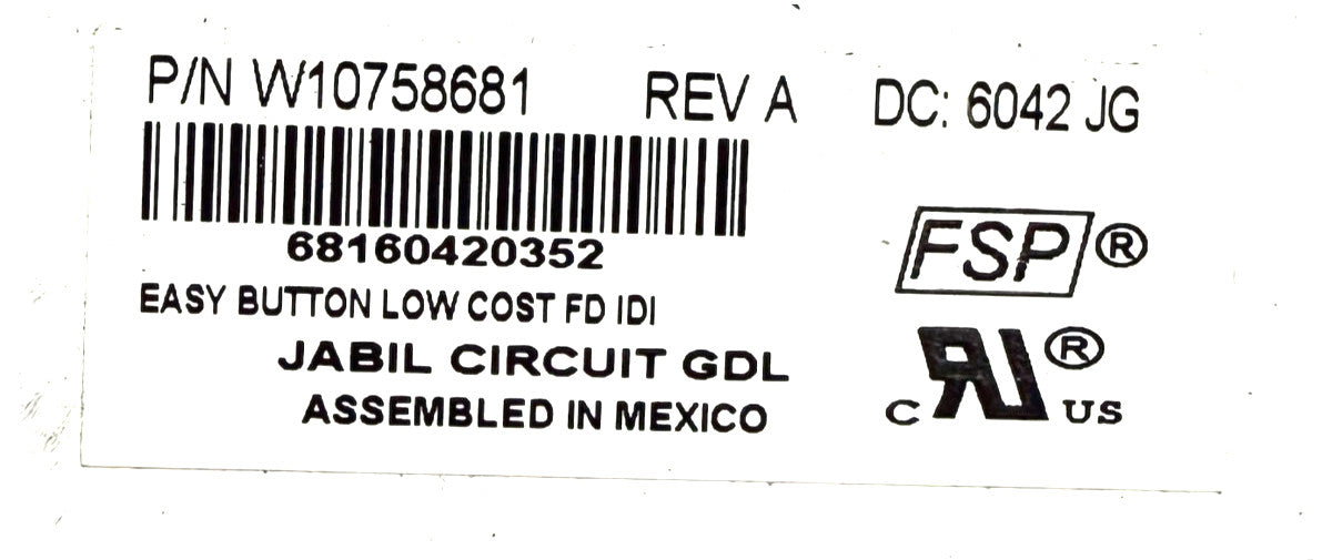 OEM Replacement for Whirlpool Dispenser Control W10758681