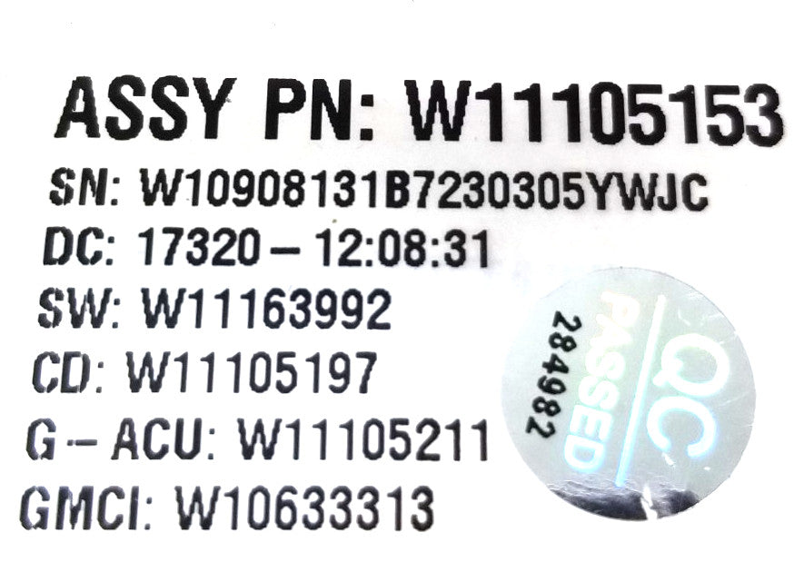 OEM Replacement for Kenmore Washer Control Board W11105153