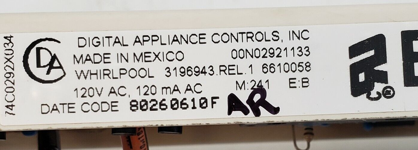 OEM Replacement for Whirlpool Range Oven Control Board 3196943