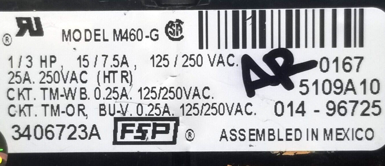Genuine OEM Replacement for Whirlpool Dryer Timer 3406723A