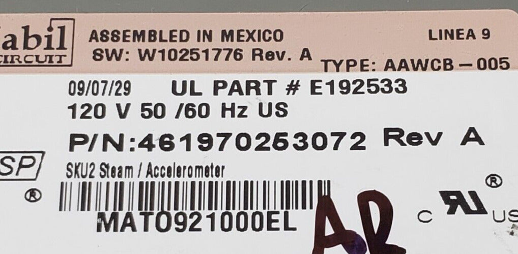 OEM Replacement for Whirlpool Washer Control 461970253072