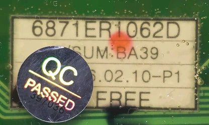 OEM Replacement for LG Washer Control Board 6871ER1062D