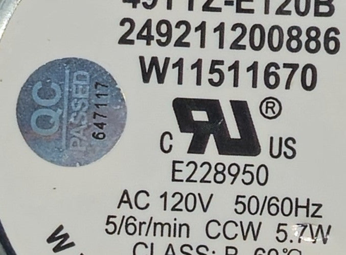 New OEM Replacement for Whirlpool Microwave Motor W11511670