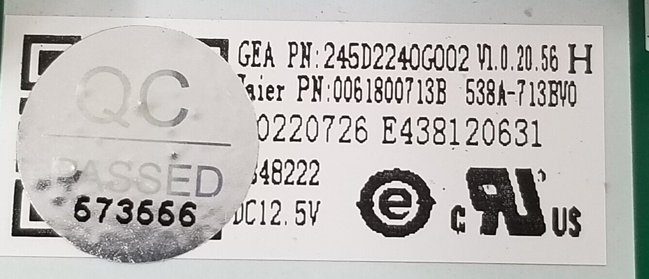 Genuine OEM Replacement for GE Refrigerator Control 245D2240G002