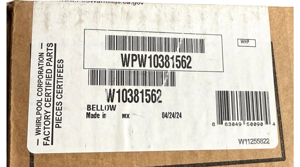 New Replacement for Whirlpool Washer Door Boot W10381562