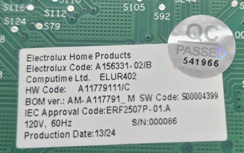 New OEM Replacement for Electrolux Fridge Control A156331-02/B 1