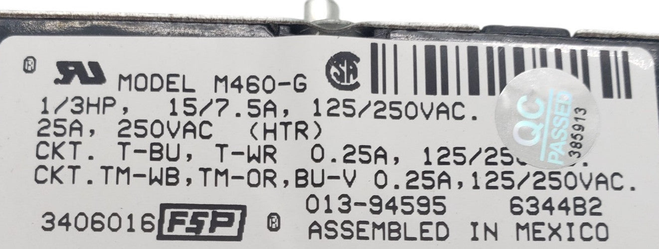 OEM Replacement for Whirlpool Dryer Timer 3406016