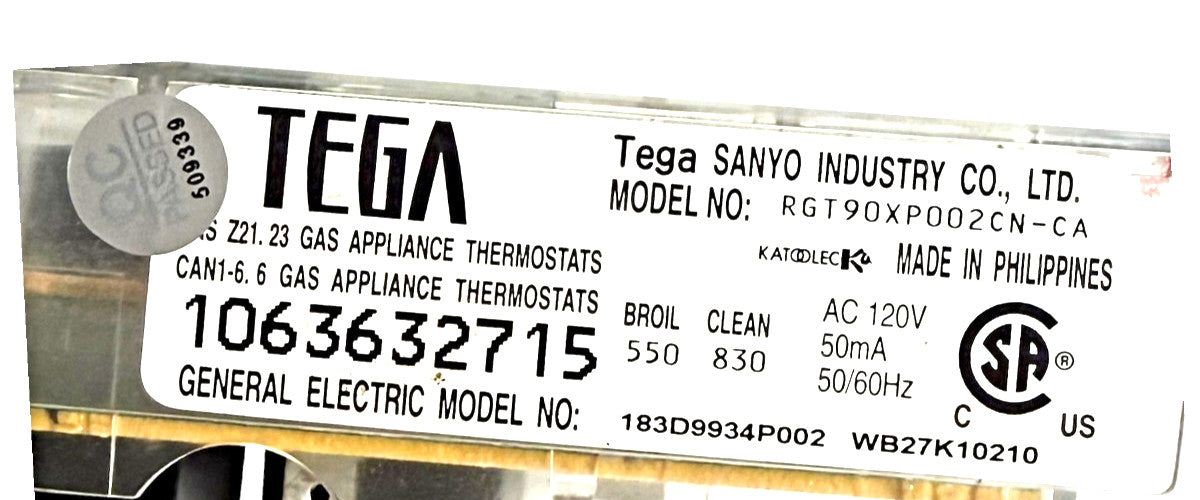 OEM Replacement for GE Range Control 183D9934P002