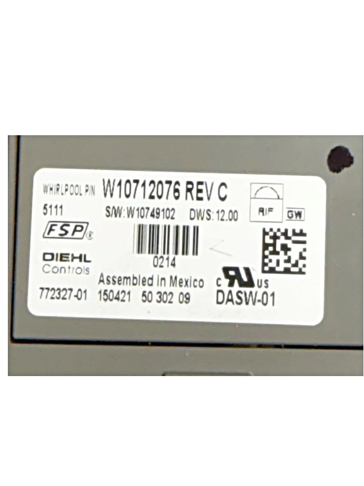 OEM Replacement for Whirlpool Dishwasher Control W10712076 1Year