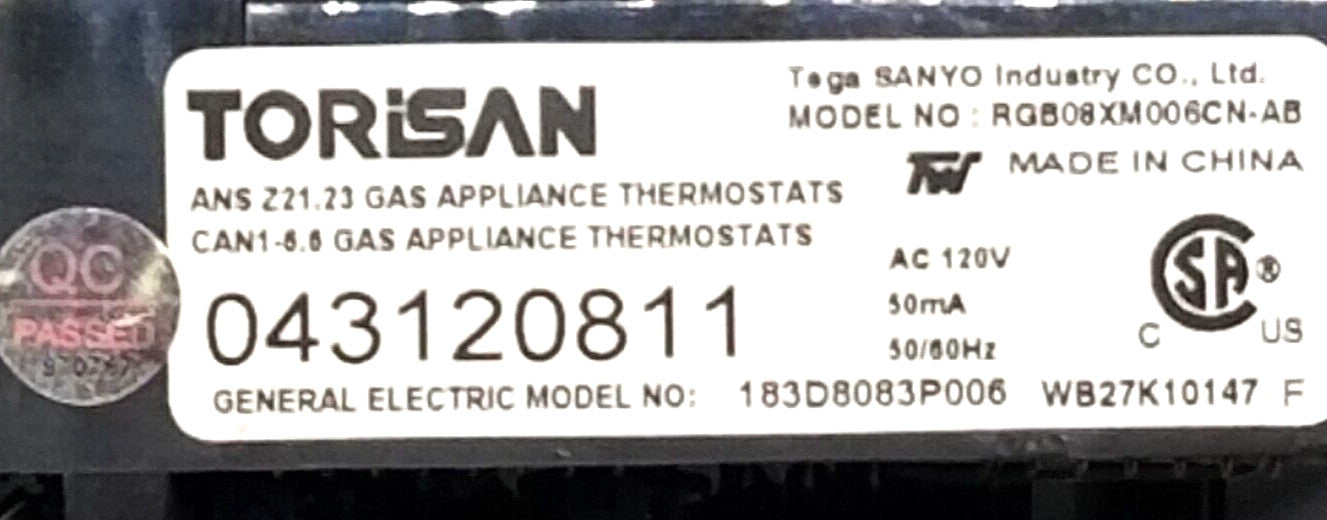 OEM Replacement for GE Range Control 183D8083P006