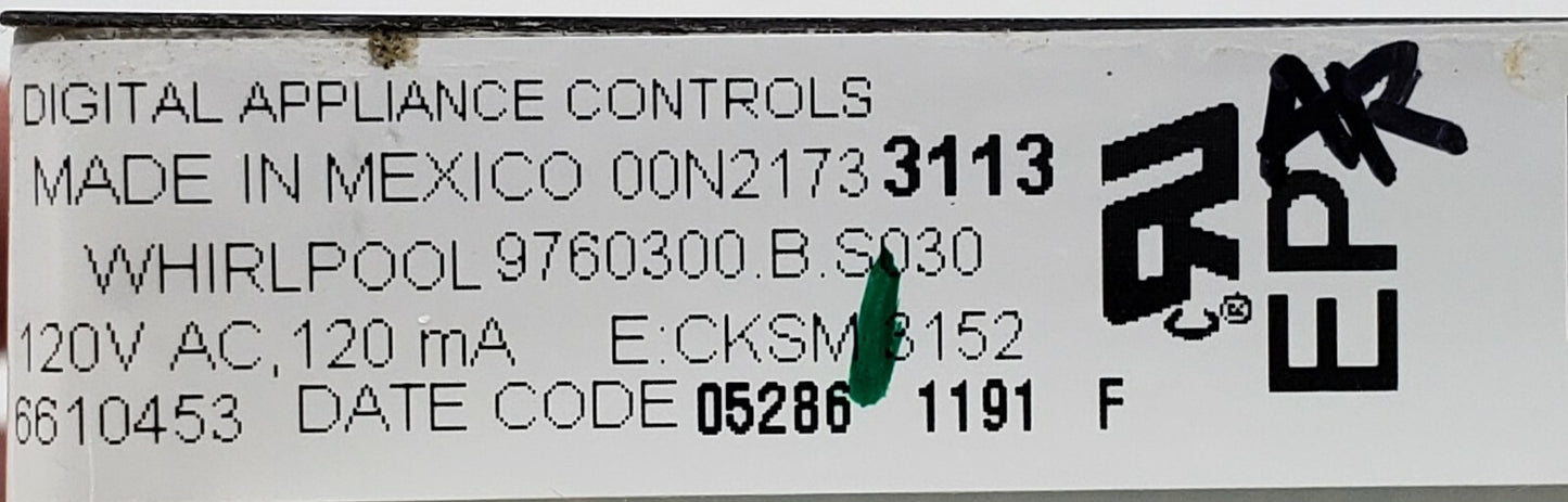 Genuine OEM Replacement for Whirlpool Range Board 9760300 WP6610456 ⭐    ⭐