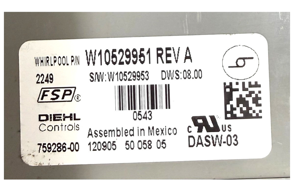 OEM Replacement for Whirlpool Dishwasher Control W10529951