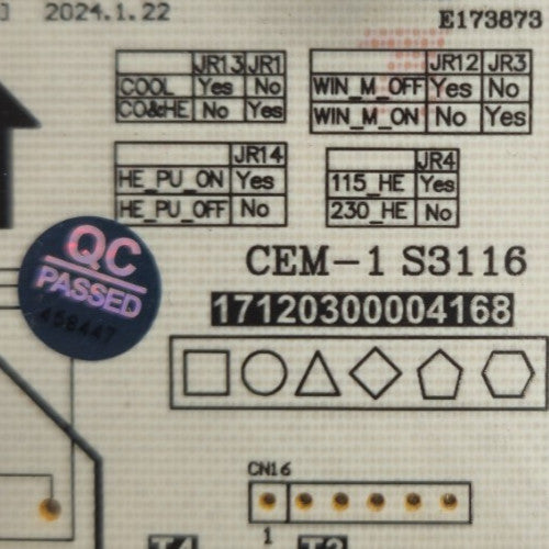 OEM Replacement for Midea HVAC Control Board 17120300004168