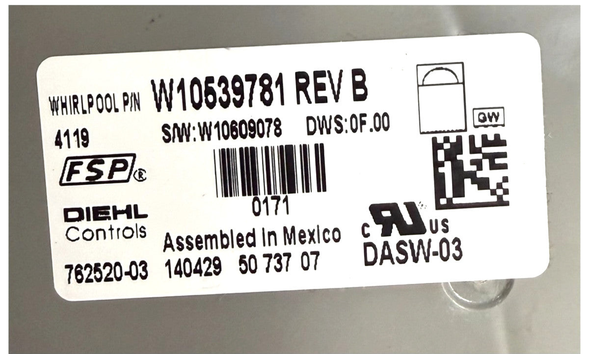OEM Replacement for Whirlpool Dishwasher Control W10539781