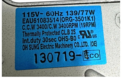 New OEM Replacement for LG Fridge Auger Motor EAU61083514