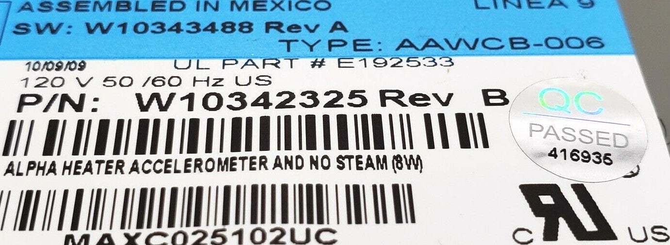 OEM Replacement for Whirlpool Washer Control W10342325