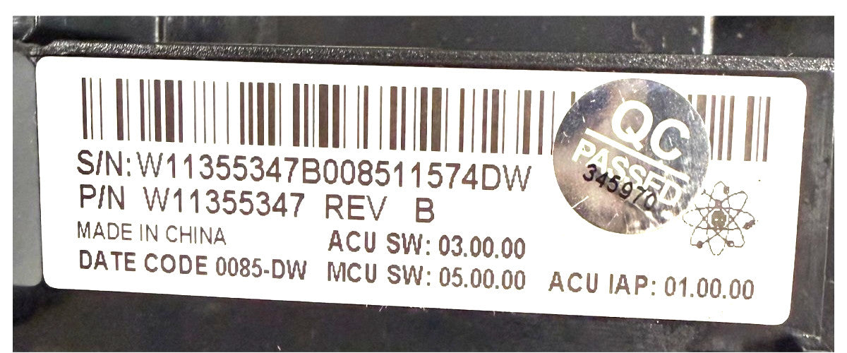 OEM Replacement for Whirlpool Washer Control W11355347