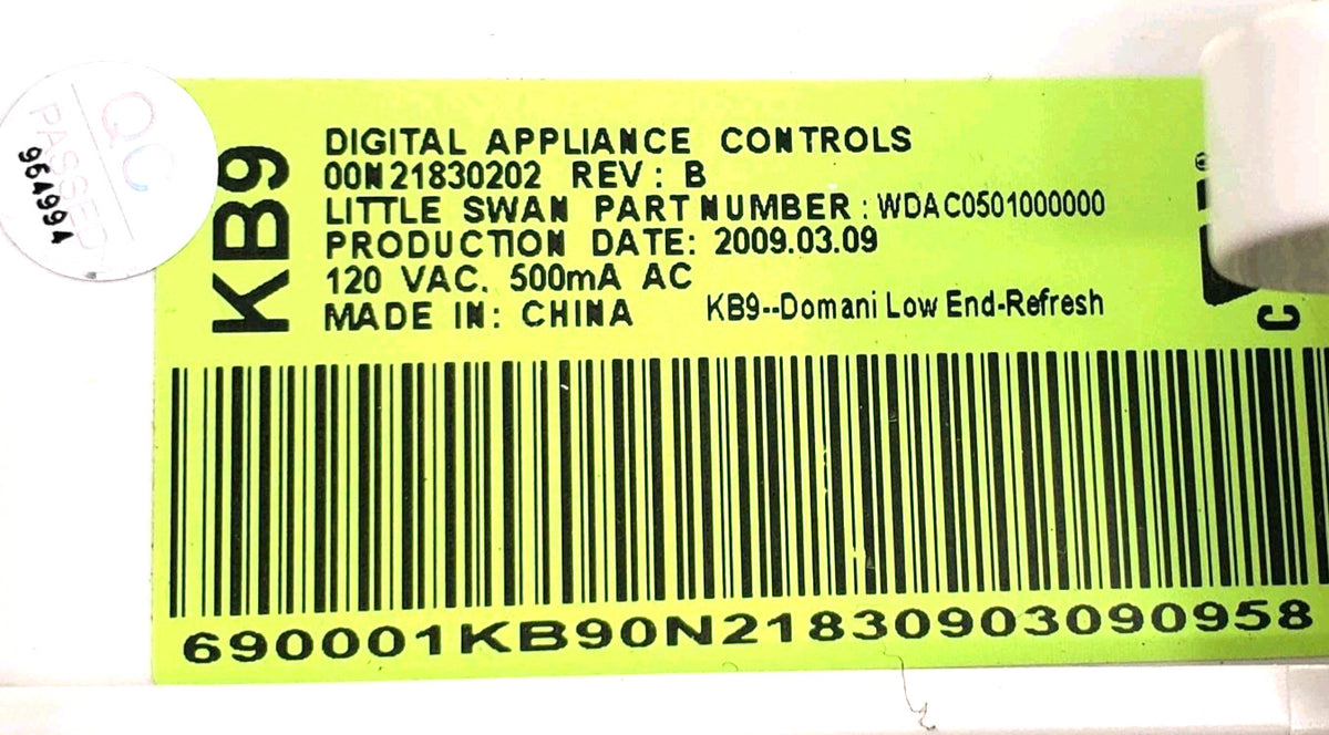 OEM Replacement for SAMSUNG WASHER CONTROL BOARD 00N21830202