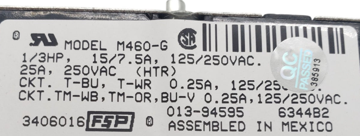 OEM Replacement for Whirlpool Dryer Timer 3406016