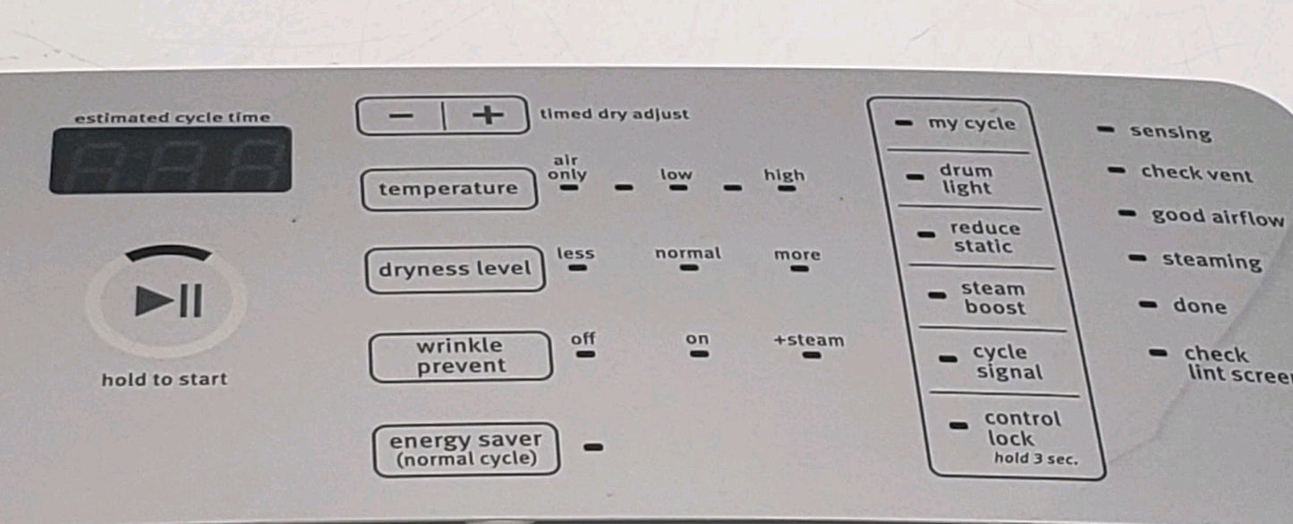 OEM Replacement for Maytag Dryer Control Panel W10825122    -