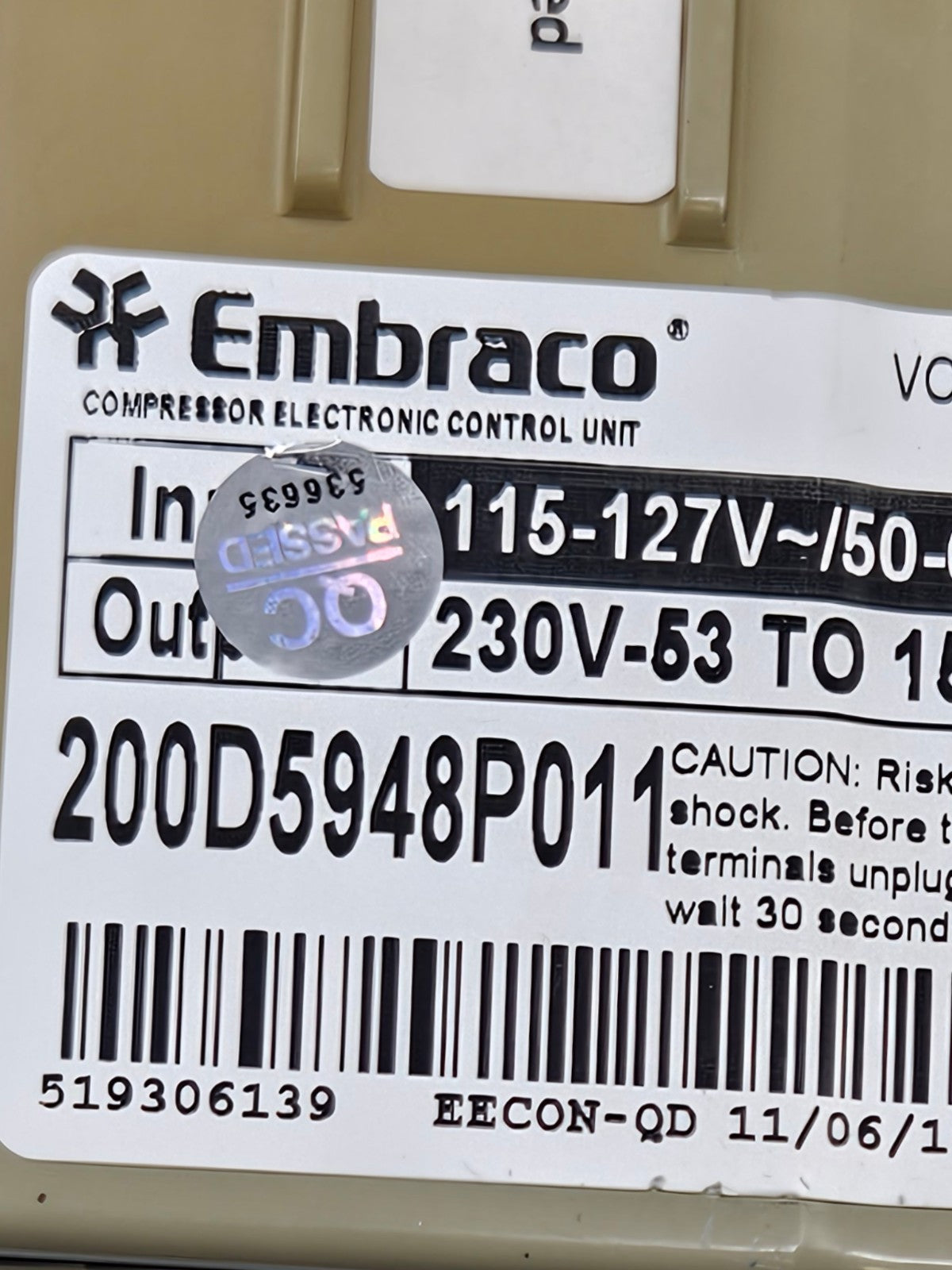 OEM Replacement for GE Refrigerator Inverter 200D5948P011