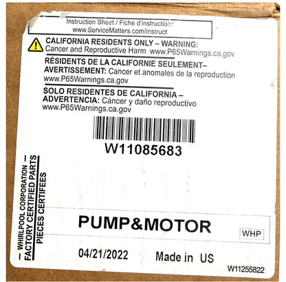 New Replacement for Whirlpool Dishwasher Pump/Motor W11085683