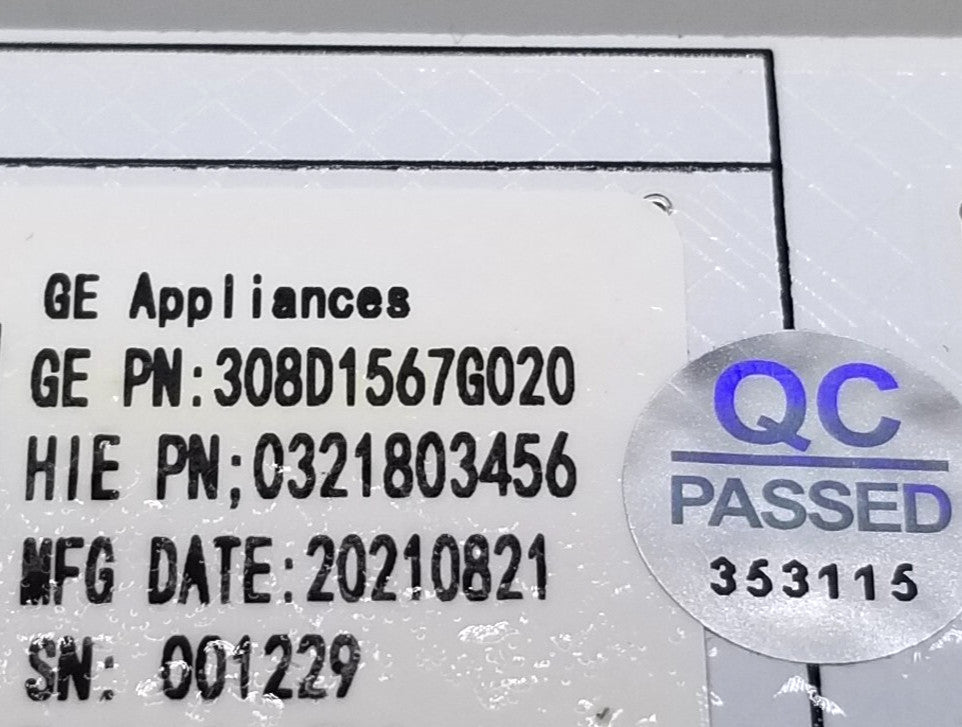 OEM Replacement for GE Dryer User Interface 308D1567G020  WE22X37338