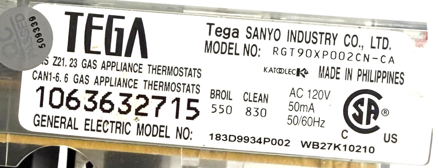 OEM Replacement for GE Range Control 164D8450G039